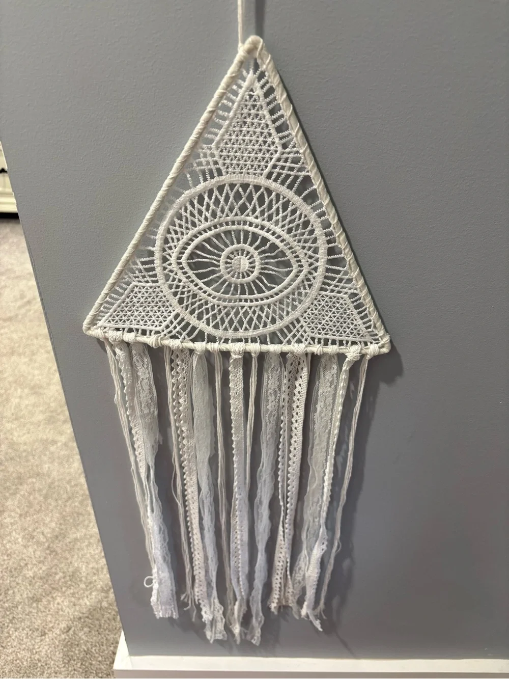 Spencer's White Triangle Crochet Dreamcatcher Tapestry